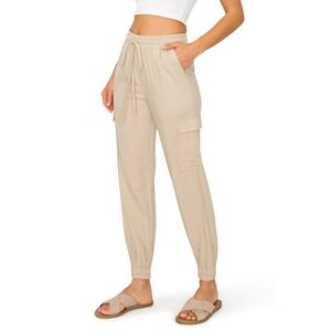 Cabi 1850 Beige linen Cargo/ Jogger Pants, Xl